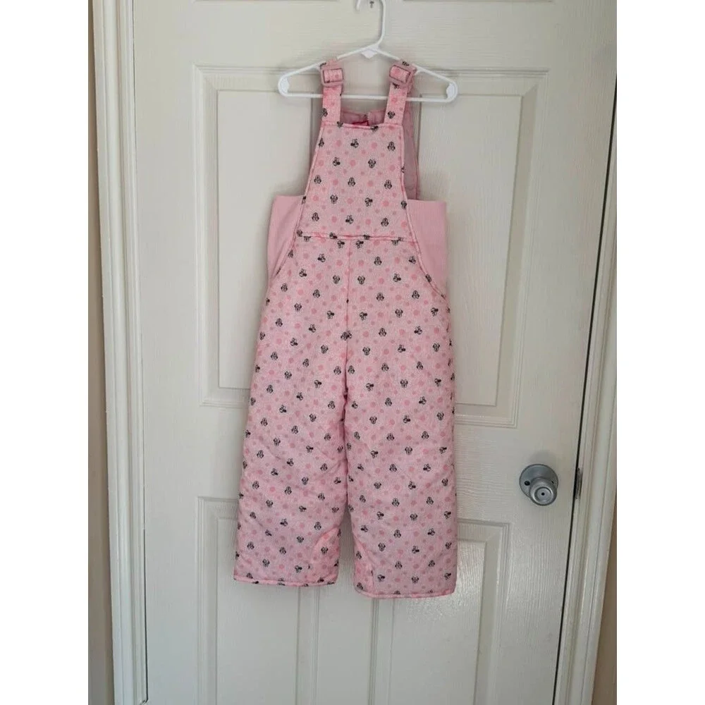 Disney Junior Minnie Mouse Girls 5 Pink Winter Snow Overalls Insulated